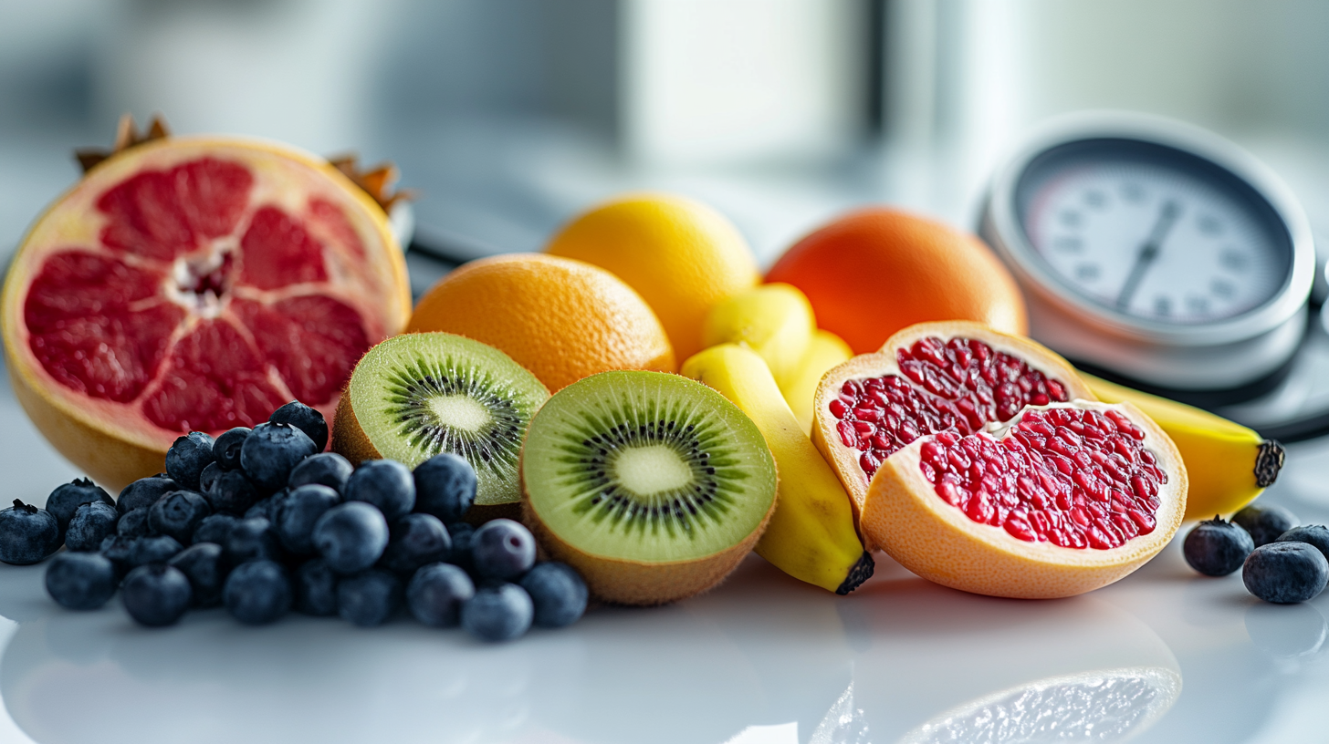 a group of fruit on a table